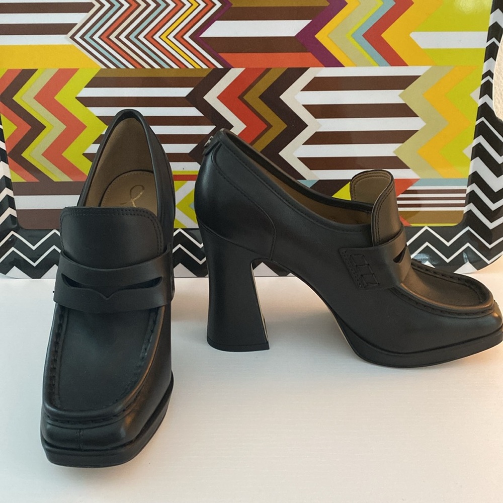 Sam Edelman Black Platform Loafer Heels - Picture 4 of 6